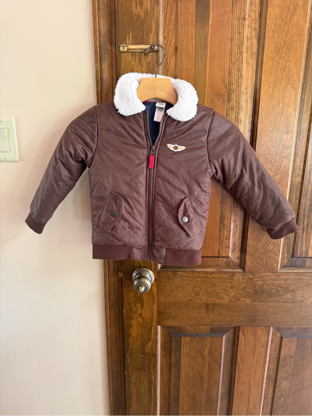 Coldwater Creek Brown Kids Jacket with White Sherpa Collar